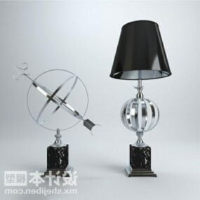 Чорна настільна лампа з науковим декором 3d модель