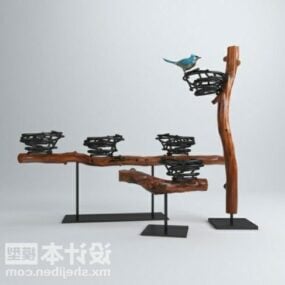 Vogel- und Nest-Kunstskulptur, die 3D-Modell dekoriert