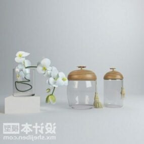 Blumentopf mit Glaskäfig, der 3D-Modell dekoriert