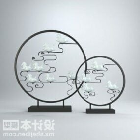 פיסול יצירת אמנות מעגל סיני מקשט דגם תלת מימד