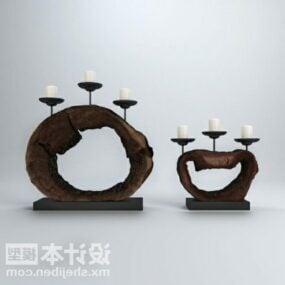 Log Candlestick Sculpture Decorating 3d model