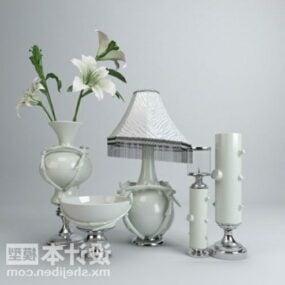 Ensemble de décoration de vase de vaisselle avec lampe modèle 3D