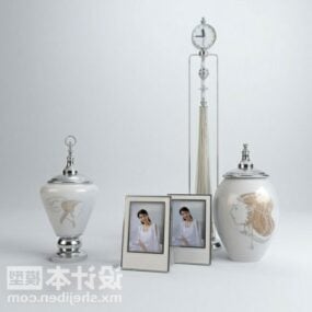 Tableware Vase Decorating With Photo Frames 3d model