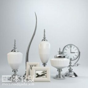 Vase Clock Tableware Decorating Set 3d model