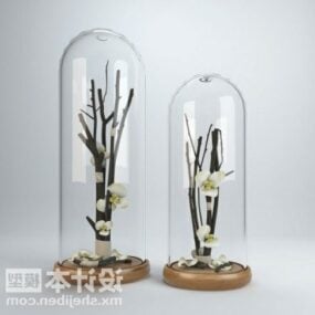 Modelo 3D de decoração de planta de gaiola de vidro