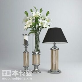 Pianta da tavola in vaso con lampada modello 3d