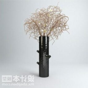 Modelo 3D de talheres em vasos de flores secas