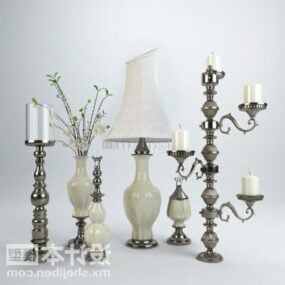 European Classic Vase Lamp Stand Set 3d model