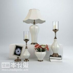 चीनी मिट्टी के फूलदान से सजा 3डी मॉडल वाला टेबल लैंप