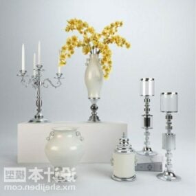 烛台植物盆栽和花瓶3d模型