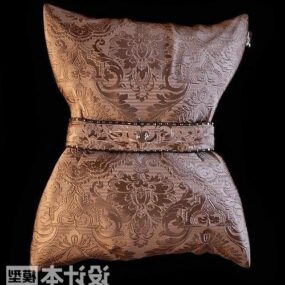 Ribbon Pillow Brown Velvet Material 3d model