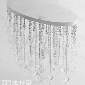 Oval Ceiling Light Chandelier Silver Crystal 3d model