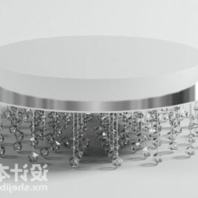 Lustre rond en cristal argenté modèle 3D