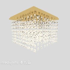 Square Ceiling Light Brass Base Chandelier 3d model