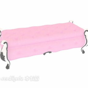 European Bed Pink Color 3d model