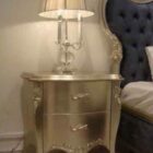 Silver Bedside Table With Table Lamp