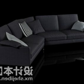 1д модель углового дивана черный кожаный V3