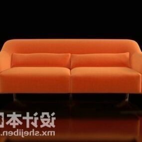 Sofá Doble Color Naranja Modelo 3d