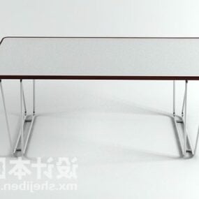 Simple Glass Table Iron Leg 3d model