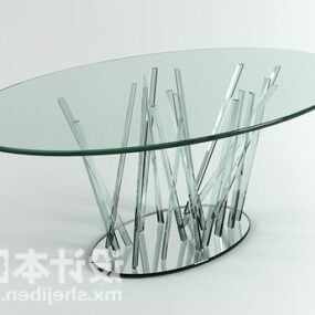 Mesa de centro ovalada con acabado de cristal modelo 3d