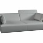 Living Room Double Sofa Grey Fabric