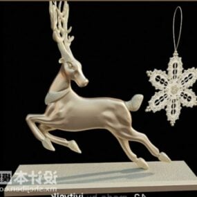 New Year Deer Sculpture 3d model