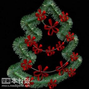 Neujahrs-Flachnadel-Baum, der 3D-Modell schmückt