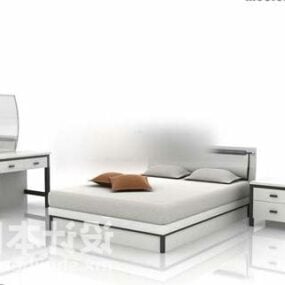 Tweepersoonsbed met nachtkastje en dressoir 3D-model