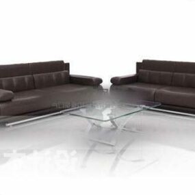 Combinación de sofá con mesa de cristal modelo 3d