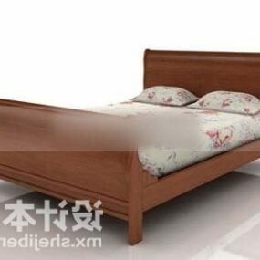 Double Bed Antique Shaped 3d model