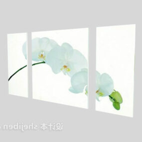 White Flower Decorative Painting 3d model