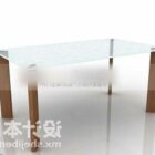 長方形のガラスコーヒーテーブル木製の脚
