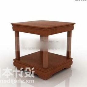 Mesa de centro de madera con forma cuadrada modelo 3d