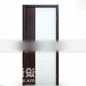 Porta de madeira aberta com moldura modelo 3d