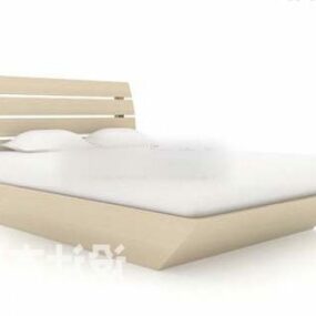3д модель двуспальной кровати из современного деревянного материала