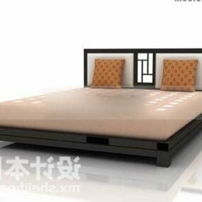 سرير مزدوج باللون الرمادي نموذج ثلاثي الأبعاد