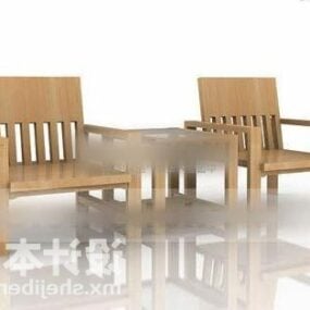 Table And Two Chairs Set 3d model