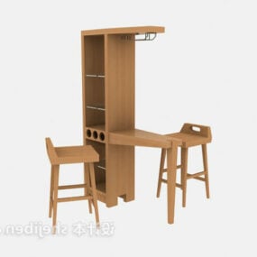 Mueble para vino con juego de sillas modelo 3d