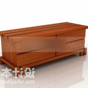 Tv Cabinet Red Wood Material 3d model