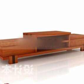 Living Room Tv Cabinet Red Wood 3d model