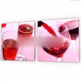 عکس دیواری شیشه شراب مدل سه بعدی
