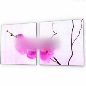 Modello 3d della foto della parete del fiore rosa