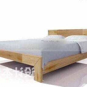Double Bed Furniture Wooden Frame 3d model