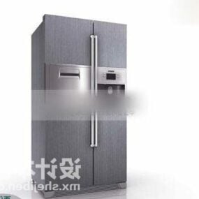 3д модель холодильника Side By Side серого цвета