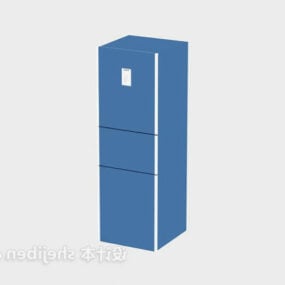 三门冰箱蓝色3d模型