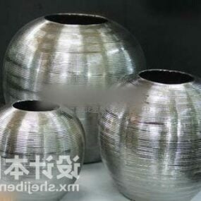 Servise Vase Pot Dekorerende Sølv Materiale 3d-modell