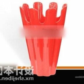 Rød plast vase potte dekorere 3d modell