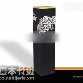 Siyah Boru Kare Saksı Dekorasyonu 3d model