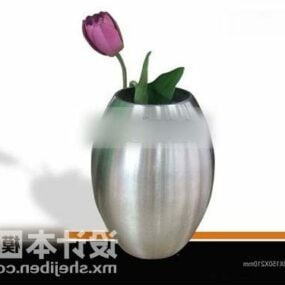 Stainless Steel Flower Potted 3d model