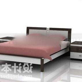 Brown Double Bed Hotel Furniture 3d model